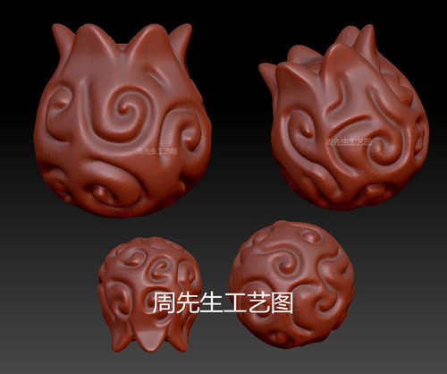 stl图圆雕图三维立体雕刻图3D模型四轴回纹石榴花手链 Q494