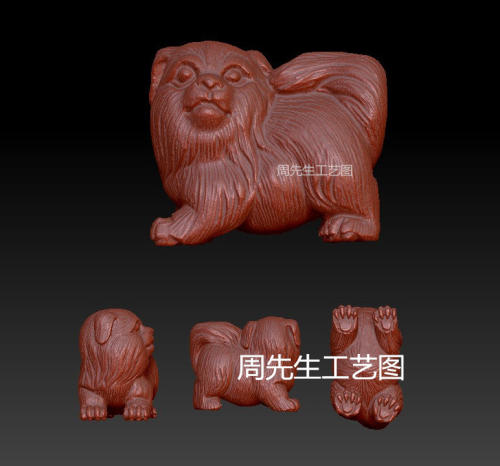 三维立体图圆雕图纸stl文件小狗狗手把件生肖狗雕刻机3d模型 Q592