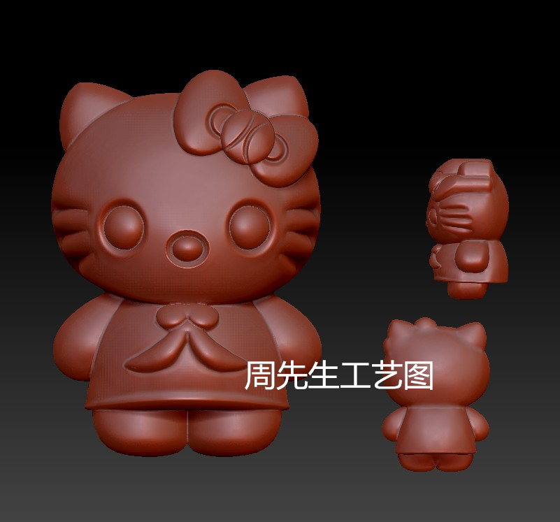 stl文件三维立体图猫卡通猫咪hello kitty凯蒂圆雕图3d模型 Q709