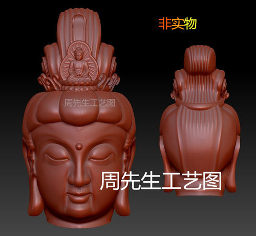 三维立体圆雕图 3d模型 stl观音菩萨 如来佛祖头像（掏空）Q182