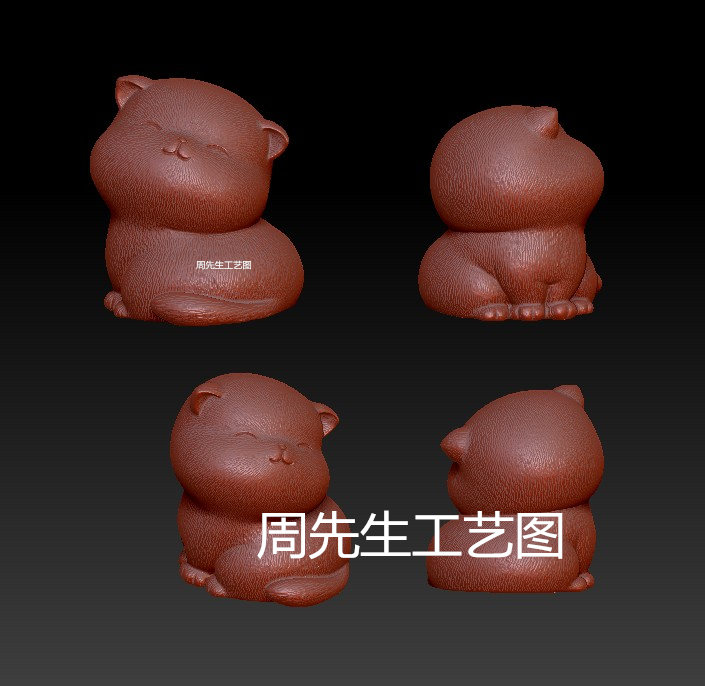 三维立体图圆雕图图纸stl文件卡通小猫萌宠雕刻机3d模型Q612