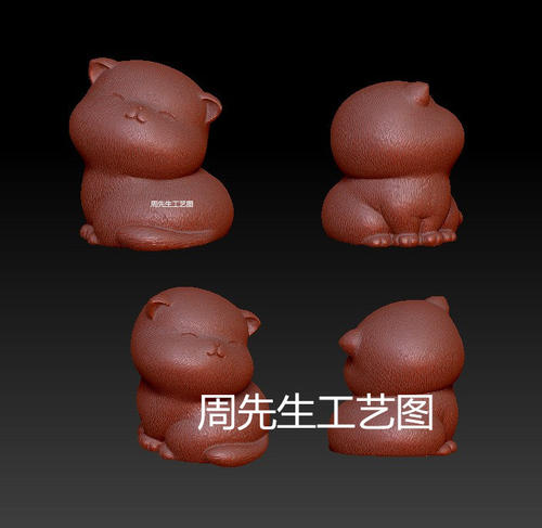 三维立体图圆雕图图纸stl文件卡通小猫萌宠雕刻机3d模型Q612