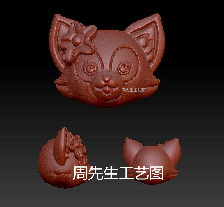 卡通玲娜贝儿头圆雕图纸雕刻机stl文件三维立体图雕刻3d模型 Q618