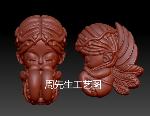 蝴蝶仙子草仙子三维立体圆雕图stl文件3d打印模型雕刻机文件 Q776