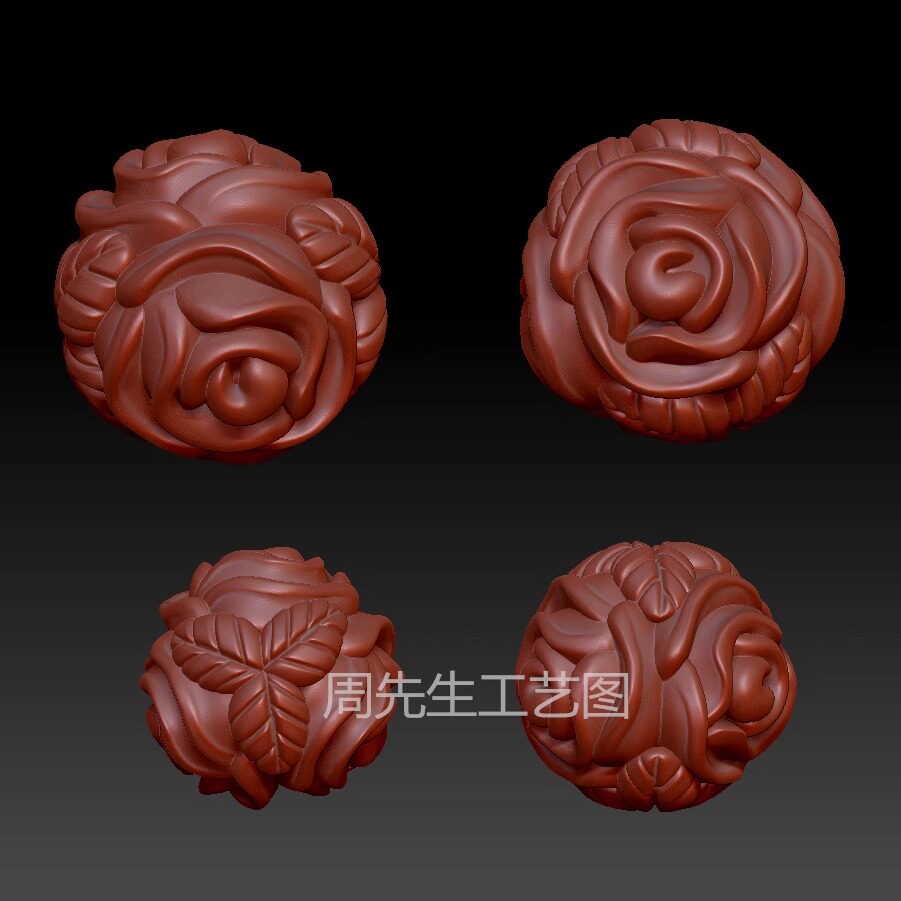 玫瑰花珠三维立体图电脑圆雕雕刻图纸stl文件3d打印模型 Q872