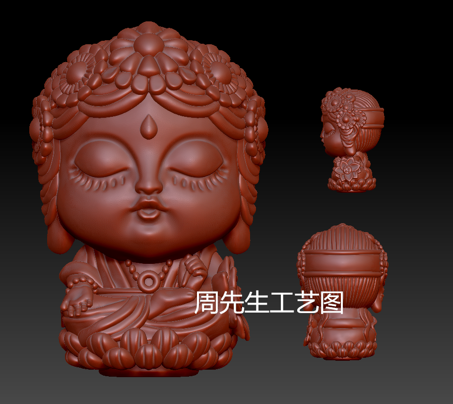 度母stl吊坠配饰三维立体圆雕图雕刻图stl文件雕刻3d模型  Q794