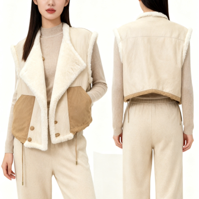 进口澳毛美利奴真皮天鹅绒皮毛一体马甲两面穿女羊羔毛短款加厚