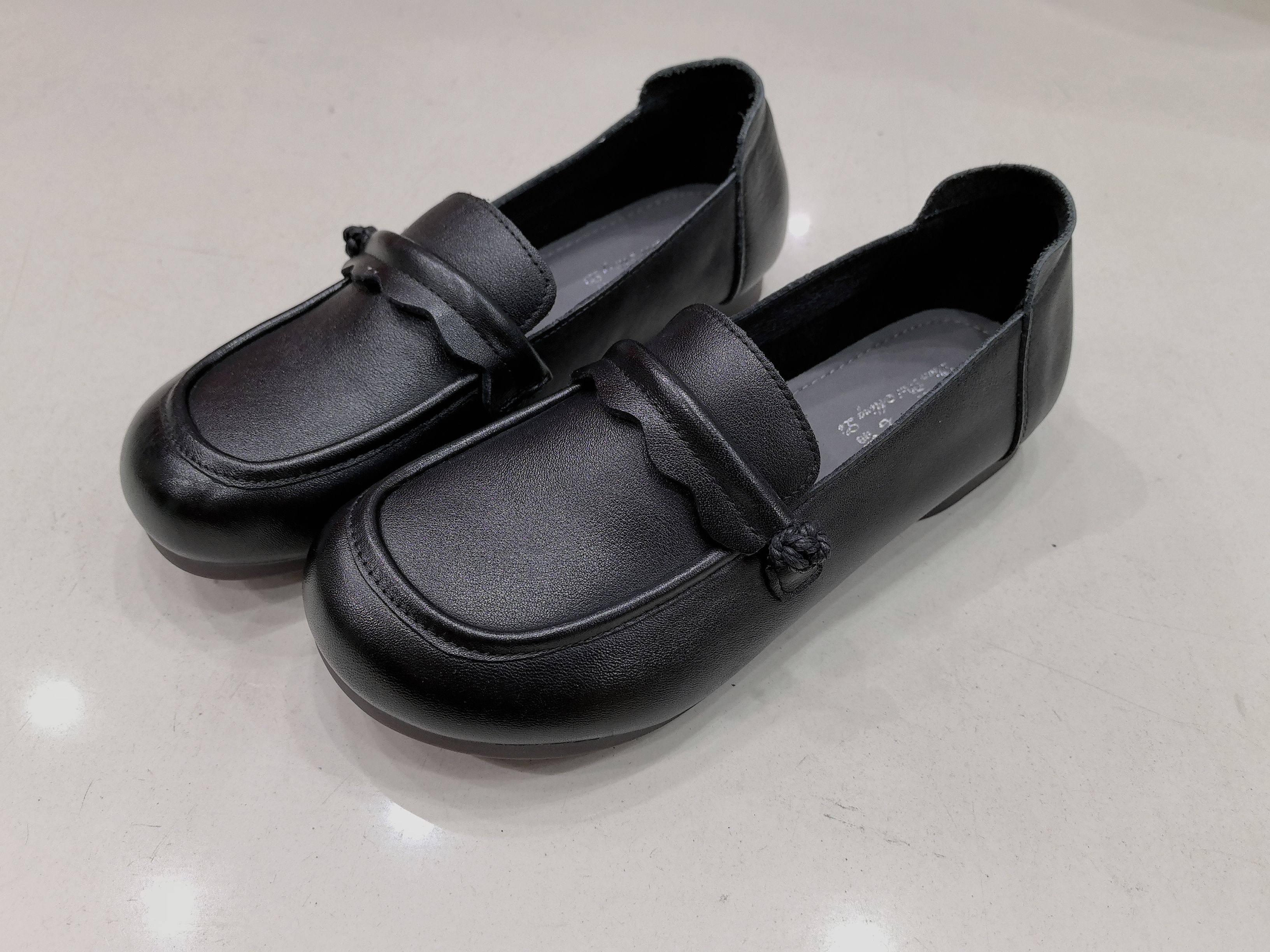 真皮休闲皮鞋女深口2024秋季新款牛筋底低跟软底软面妈妈鞋乐福鞋