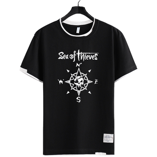 steam盗贼之海航海传奇海盗游戏周边假两件短袖T恤衫男女半袖衣服