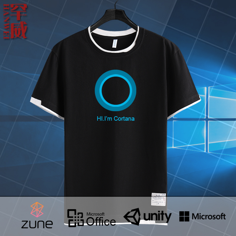 可定制hiimcortana短袖T恤衫