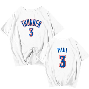 雷霆队克里斯保罗亚当斯罗伯特篮球迷服短袖T恤衫男女半袖上衣服