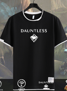 无畏Dauntless游戏周边假两件短袖T恤衫男女纯棉半袖夏季休闲衣服