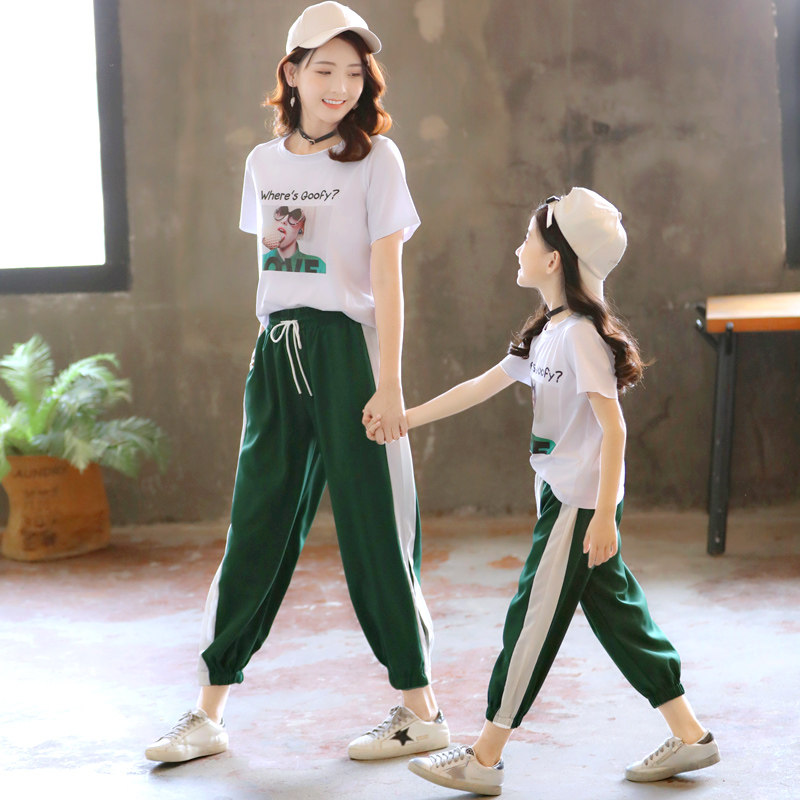 女童夏装2020新款潮亲子装母女装抖音网红超洋气中大童短袖两件套