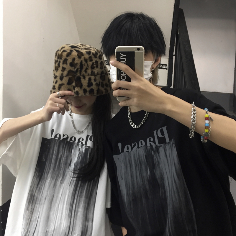 Summer 2021 Korean ins retro minority letters print loose casual versatile short sleeve t-shirt men's and women's fashion