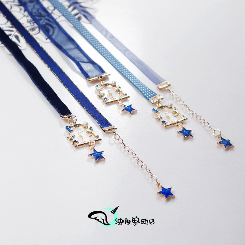 古风星空月亮流苏绒带女生发饰品