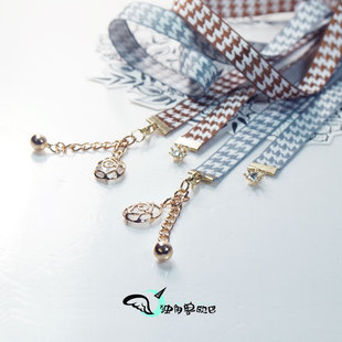 千鸟格发带格子重工刺绣丝带发饰品女生宫廷复古玫瑰花KC金色头饰