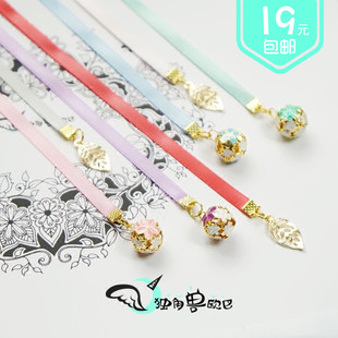 1米cosplay二次元萌妹编发盘发丝带 日式和风樱花铃铛树叶子发带