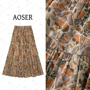 606 百搭休闲风高腰气质宽松A字半身裙女装 AOSER 时尚