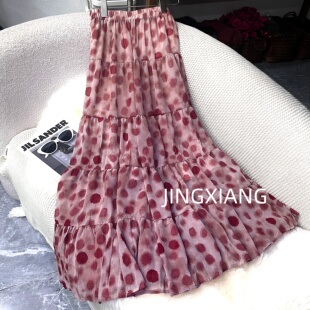 AOSER时尚 百搭休闲轻奢显瘦显高复古感碎花大摆A字半身裙2593