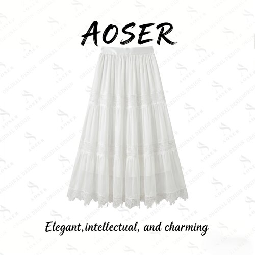 AOSER新款时尚百搭气质纯色A字去女高腰薄款半身裙女款复古风7310