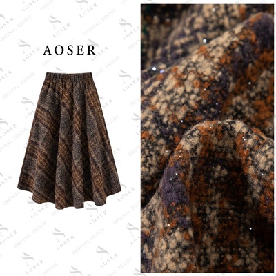 AOSER时尚宽松显瘦千鸟格小众百搭厚款半身裙日常休闲风866