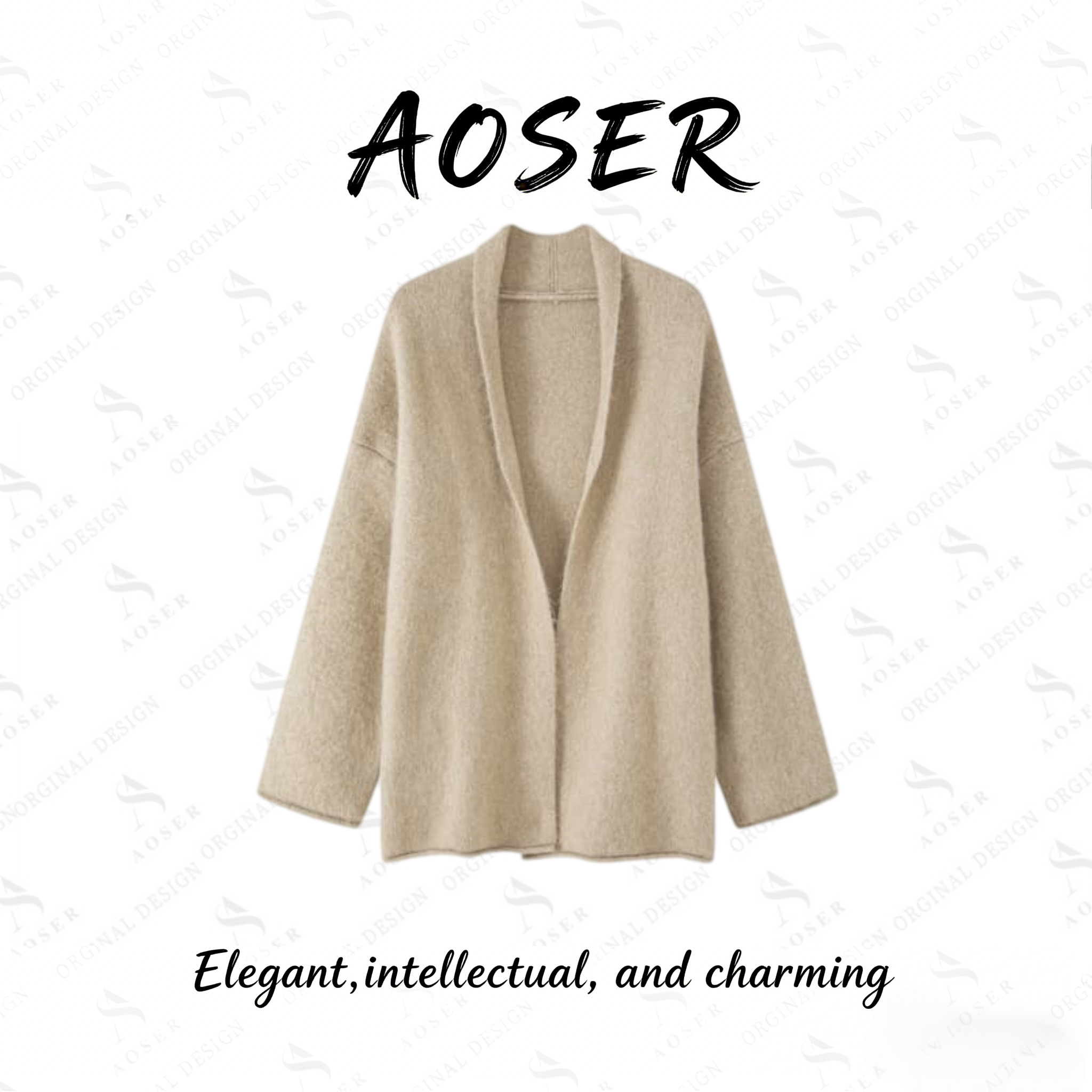 AOSER新款时尚气质休闲百搭宽松显瘦慵懒针织开衫外套2683