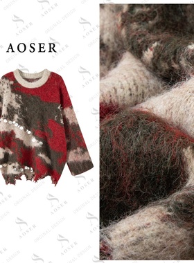 AOSER冬季新款亮片个性混纺拉绒亮片女装毛衣针织2609