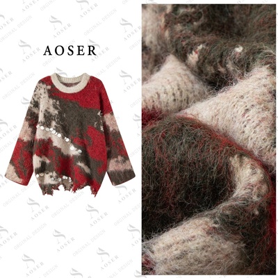 AOSER冬季新款亮片个性混纺拉绒亮片女装毛衣针织2609