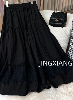 AOSER时尚宽松简约纯色百搭休闲风大摆A字半身裙2631