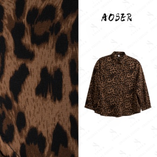 polo时尚 百搭印花女装 领长袖 时尚 6660 豹纹衬衫 AOSER复古款