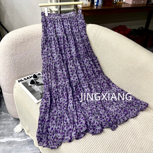 AOSER休闲时尚 百搭轻奢垂感波点A字半身大摆裙2747