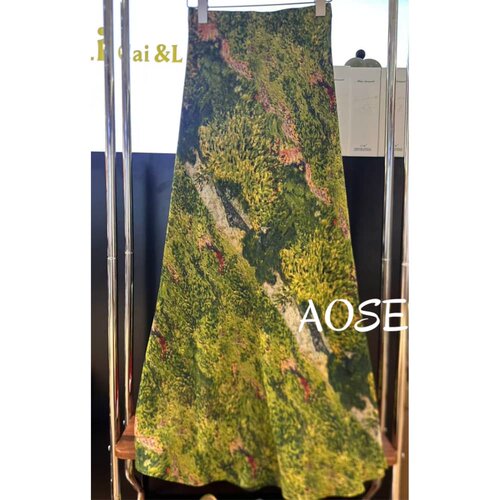 AOSER新款时尚气质休闲日常复古印花A字半身裙女装花卉半裙0199-7