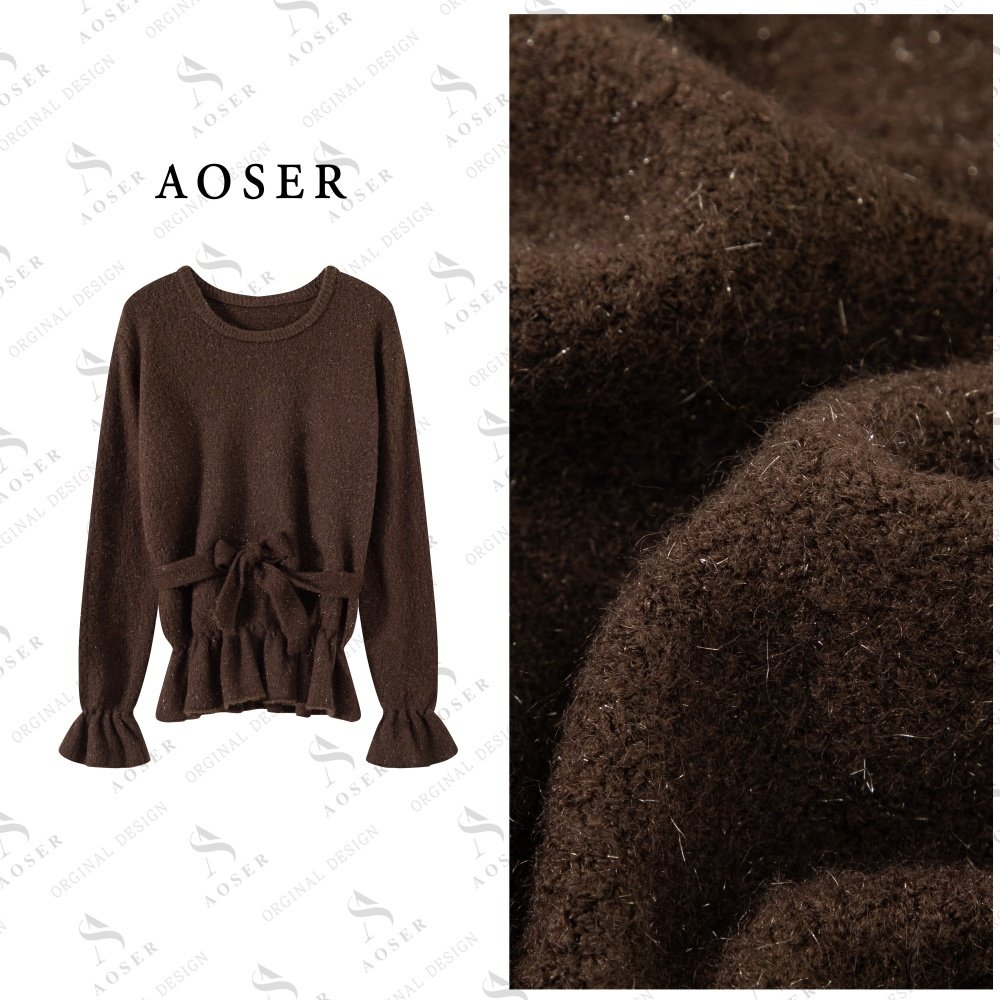 AOSER不褪色长袖简约喇叭袖女圆领纯色毛针织衫气质时尚风2637,女装/女士精品,毛衣,淘宝优惠券,粉丝福利购,淘宝优惠卷