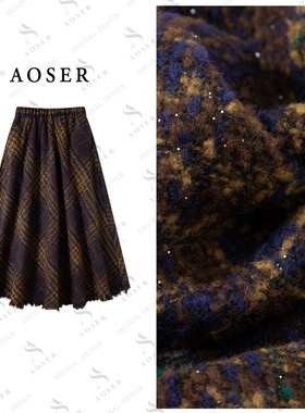 AOSER小众时尚宽松显瘦网红感百搭千鸟格半身裙日常休闲风3022