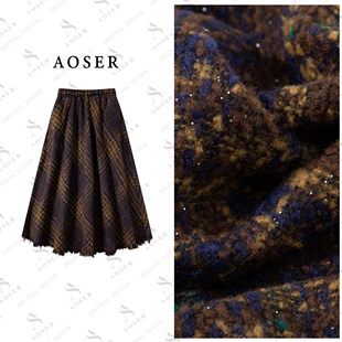 AOSER小众时尚 宽松显瘦网红感百搭千鸟格半身裙日常休闲风3022
