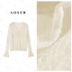 纯色蕾丝衫 短款 打底气质长袖 AOSER蕾丝花瓣袖 时尚 显瘦镂空6133
