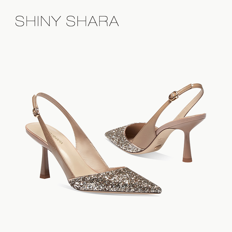 shinyshara/诗莎亮片包头凉鞋