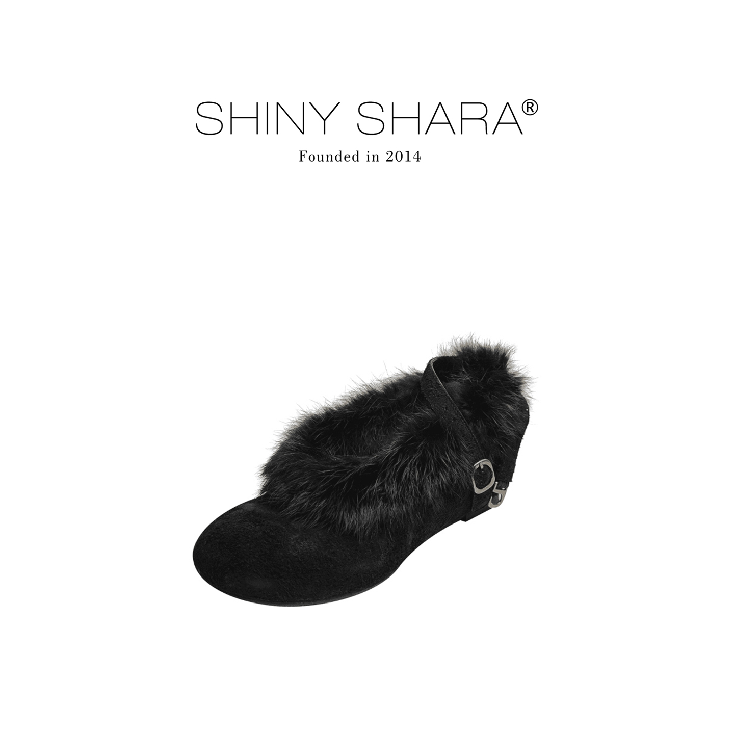 ShinyShara毛毛鞋平底马皮女鞋