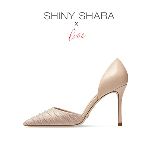 女 Shiny Shara 诗莎2025秋冬新款 细跟高跟裸色包头中空凉鞋