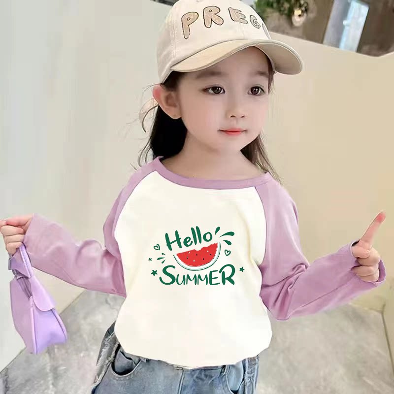 儿童长袖T恤新款卡通印花中小童春秋纯棉打底衫插肩女童薄款上衣