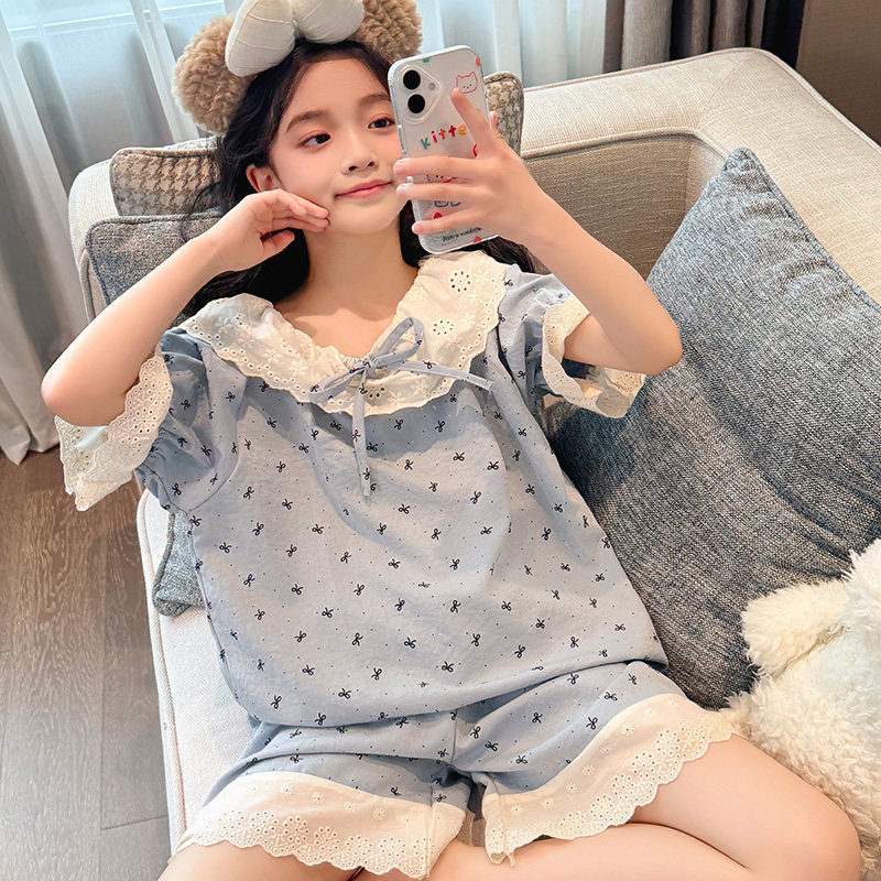 女童夏季纯棉家居服套装