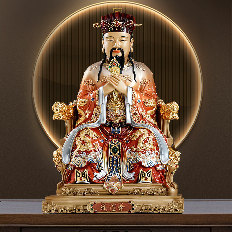 台湾琉晶彩城隍爷神像家用供奉文武判官守护神城隍公佛像铜像摆件