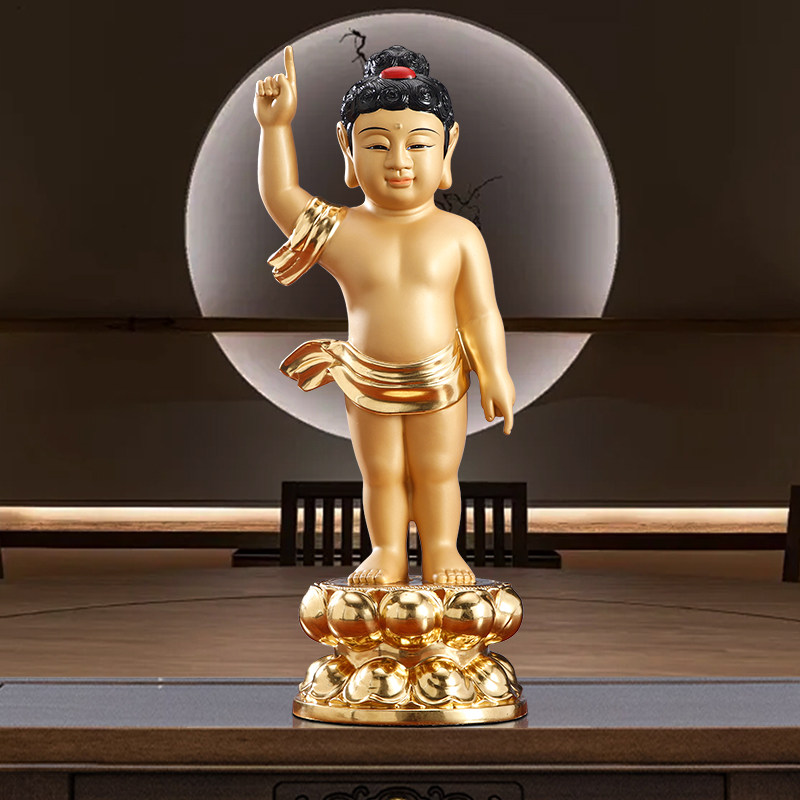 台湾全铜贴金太子佛像浴佛节用品家用释迦牟尼佛像太子像桌面摆件