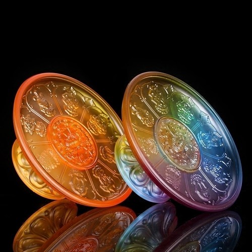 家用供奉用品供盘水琉璃八吉祥供果盘供佛莲花果碟佛前贡品盘包邮
