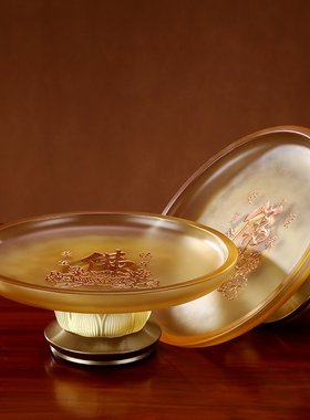 轻奢风客厅茶几琉璃莲花佛前果盘