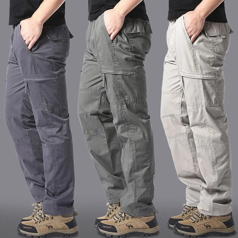 高腰休闲裤中青年春秋多口袋长裤