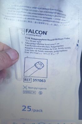 BD 352063 5ml流式管12*75mm PP 圆底锁扣帽 25个/包 500个/箱