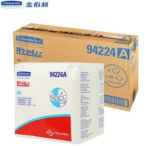 94224A 箱 8包 30厘米 WYPALL X60 30.5厘米 X60全能型擦拭布 劲拭 包 金佰利 厨房抹布 100张 吸水抹布