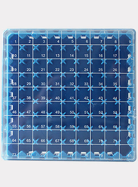 biosharp T130-3-81 PC料 耐液氮 2ml塑料冻存盒 13.2cm×13.2cmX5.3cm[ 淡蓝色] 81孔/个 50个/箱