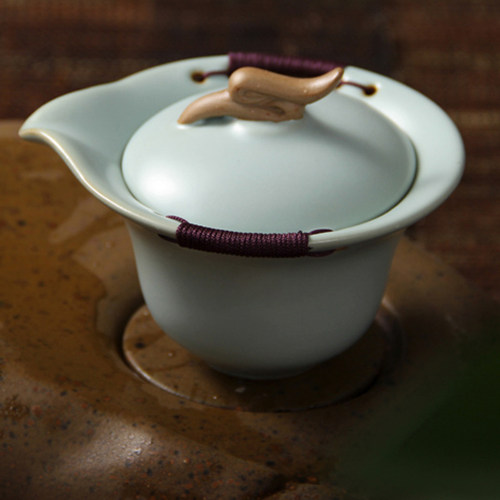 陶立方 汝窑陶瓷茶壶天青手抓壶台湾三才碗汝瓷茶碗家用泡茶器 - 封面